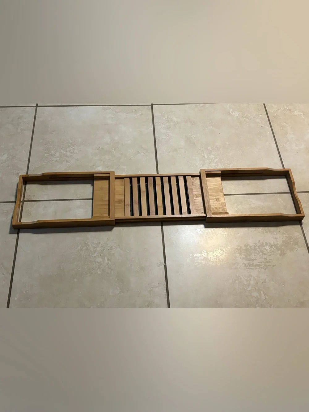 Bamboo Bath Caddy with Black Fabric Tray